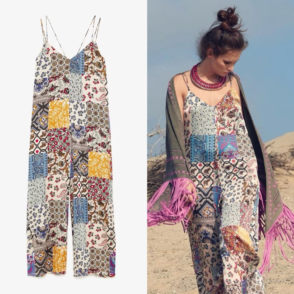 Zara patchwork printed jumpsuit